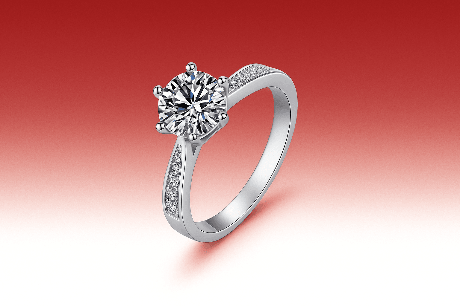 Luna Series • Elegant 6-Claw Moissanite Silver Ring