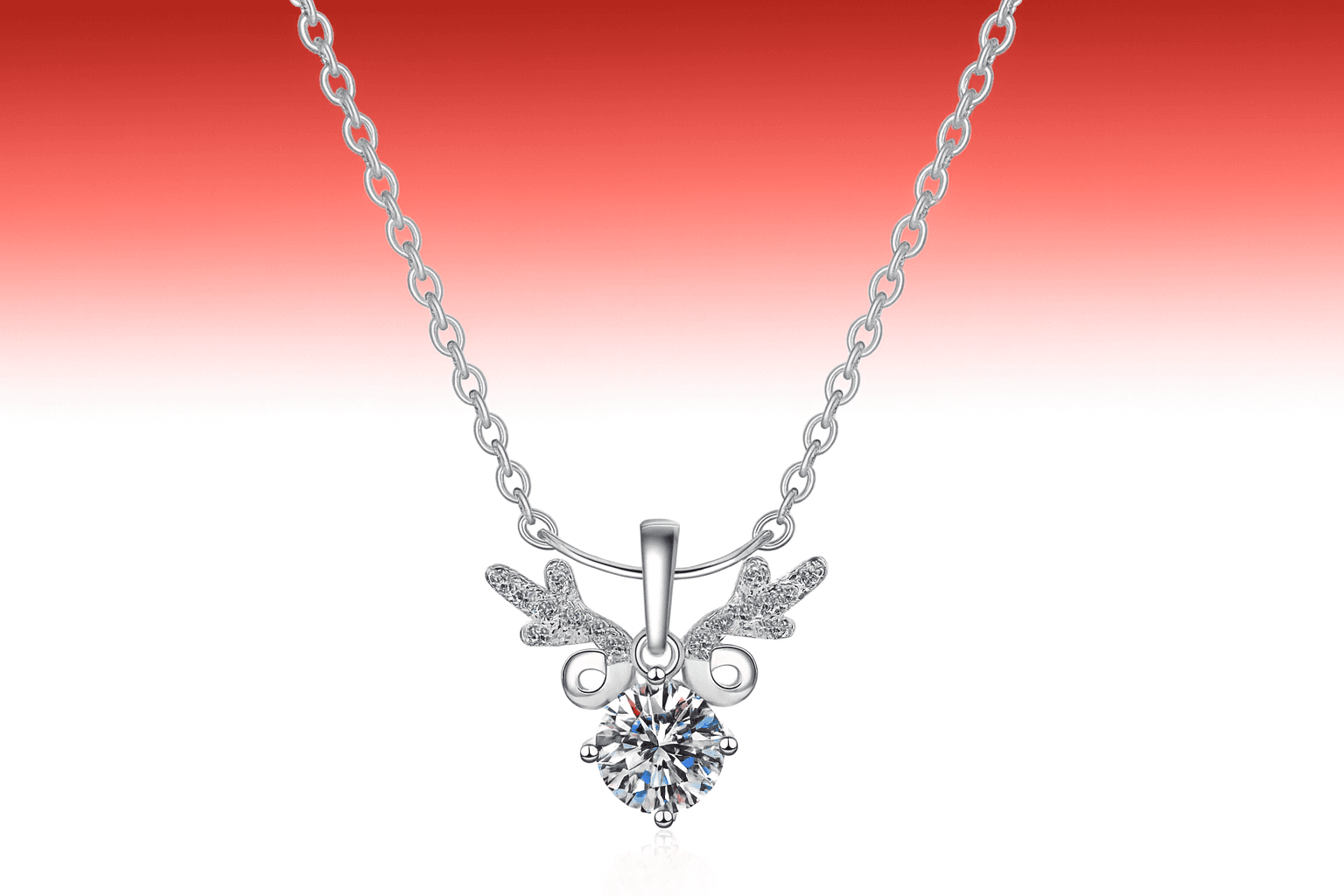 Aurora Series · Deer Design Moissanite Necklace - 925 Silver