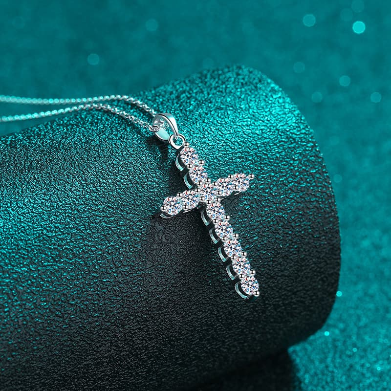 Stella Series · Moissanite Cross Pendant Necklace — Sterling Silver — image 2