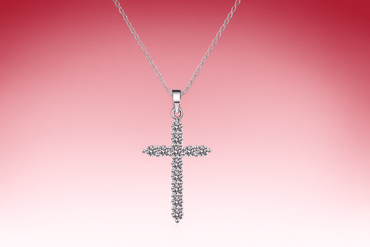 Stella Series · Moissanite Cross Pendant Necklace — Sterling Silver