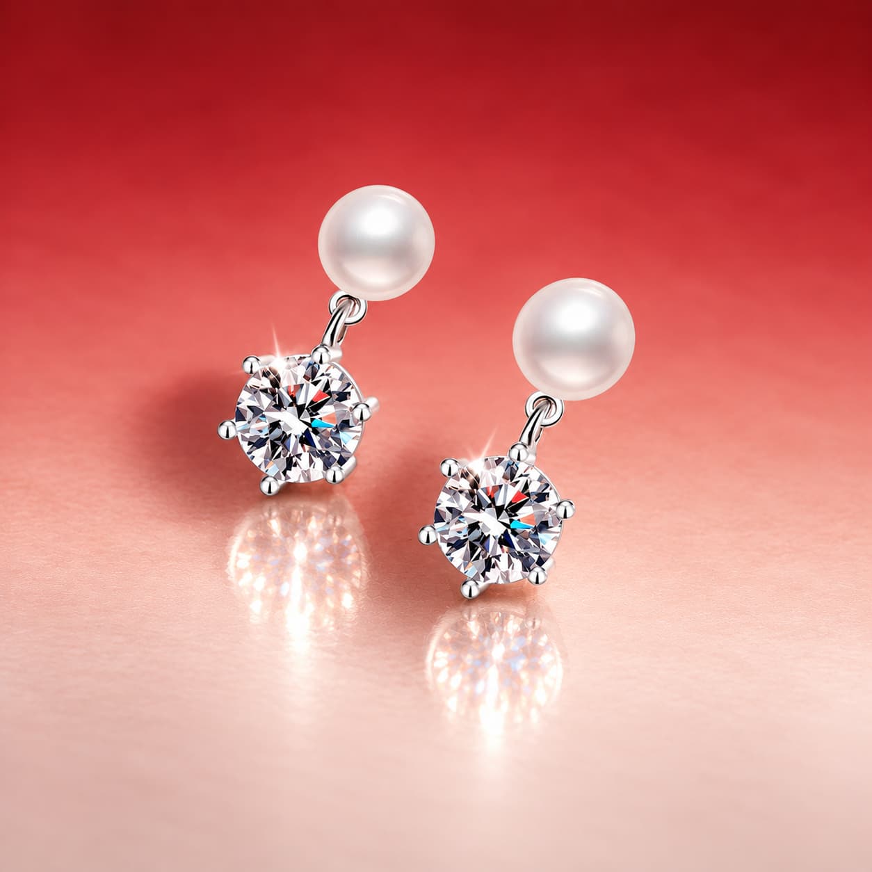 Luna Series · Pearl-Accent Solitaire Drop Stud Earrings — Sterling Silver — image 3
