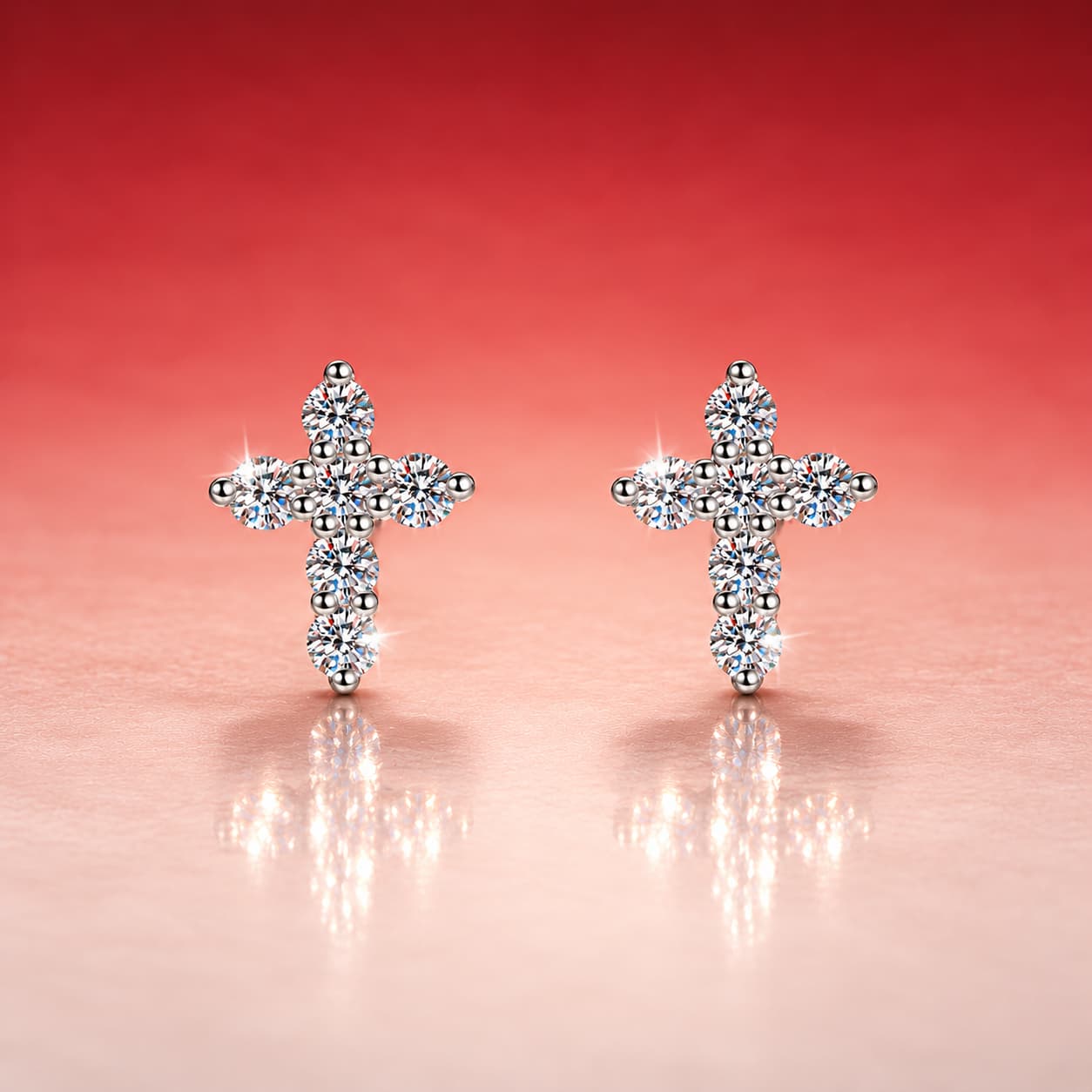 Stella Series · Stone-Set Cross Stud Earrings — Sterling Silver — image 1