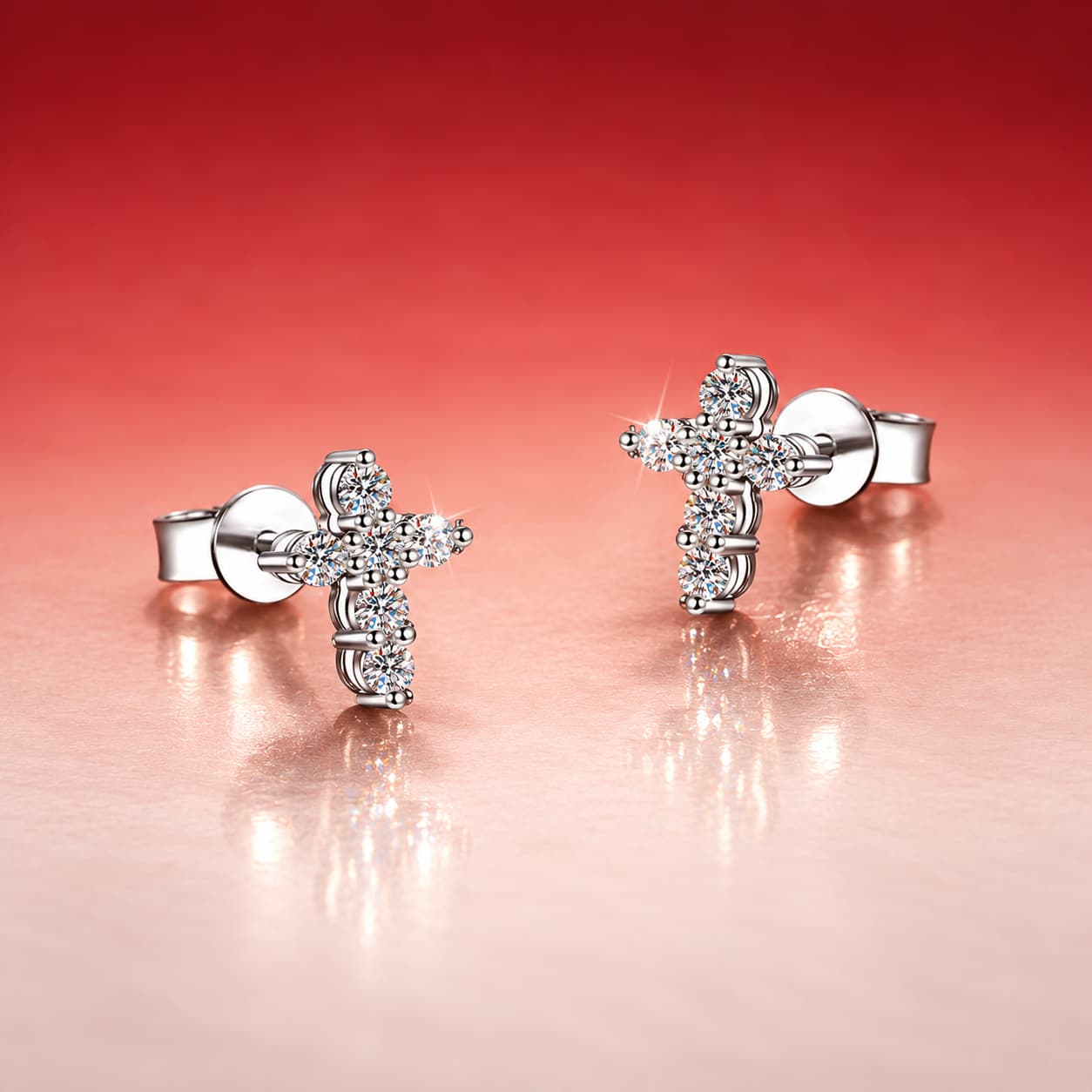 Stella Series · Stone-Set Cross Stud Earrings — Sterling Silver — image 4