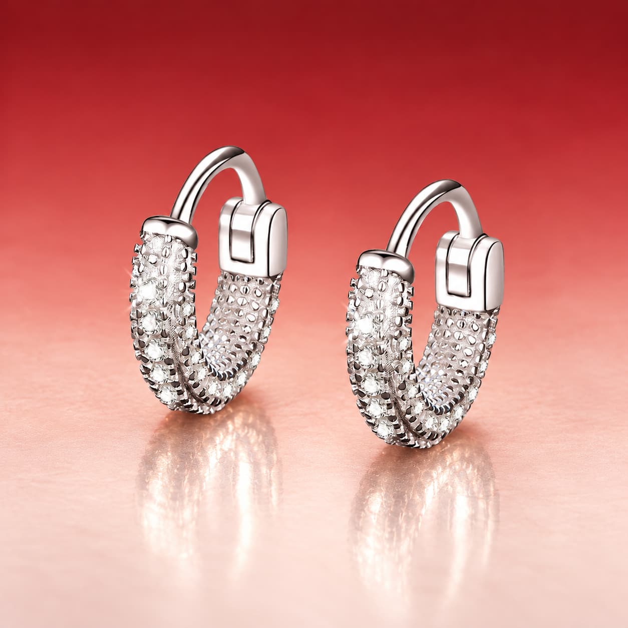 Luna Series · Pavé Huggie Earrings — Sterling Silver — image 1