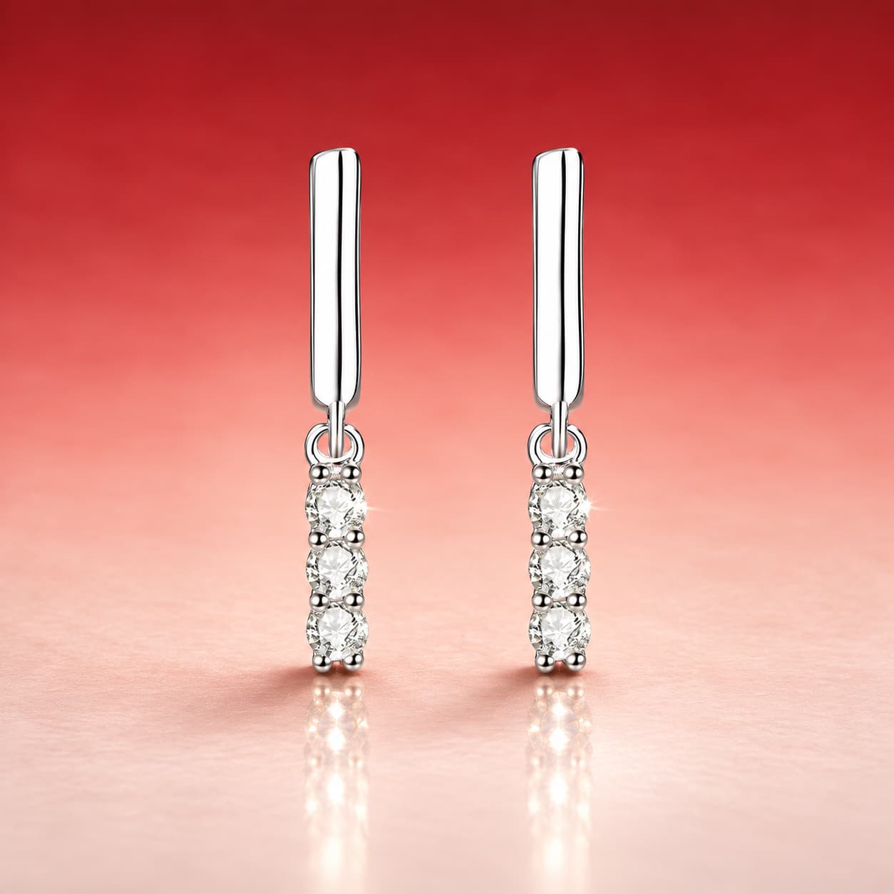 Linear Bar Drop Earrings — 925 Sterling Silver — image 1