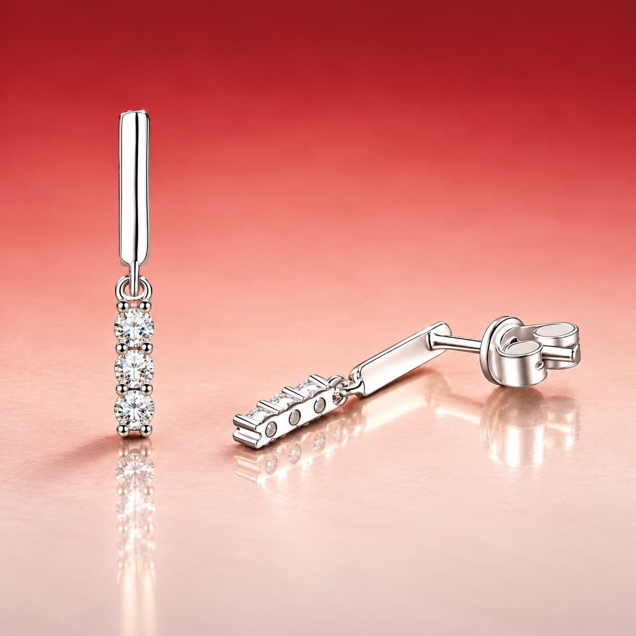 Linear Bar Drop Earrings — 925 Sterling Silver — image 3