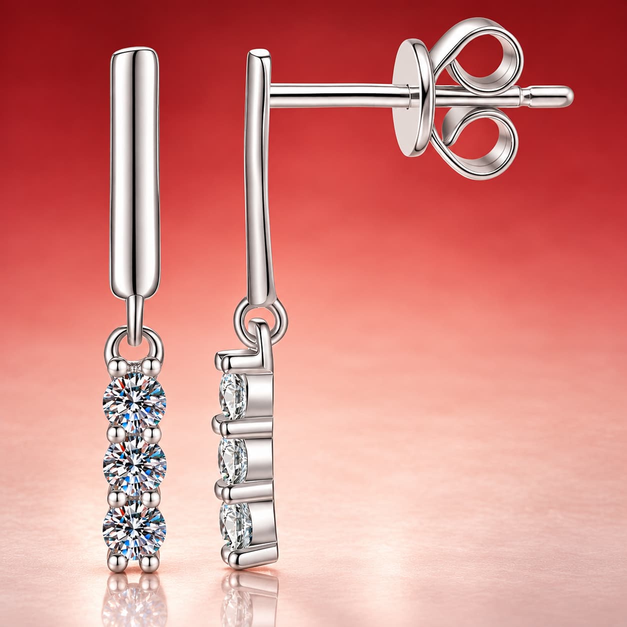 Linear Bar Drop Earrings — 925 Sterling Silver — image 4