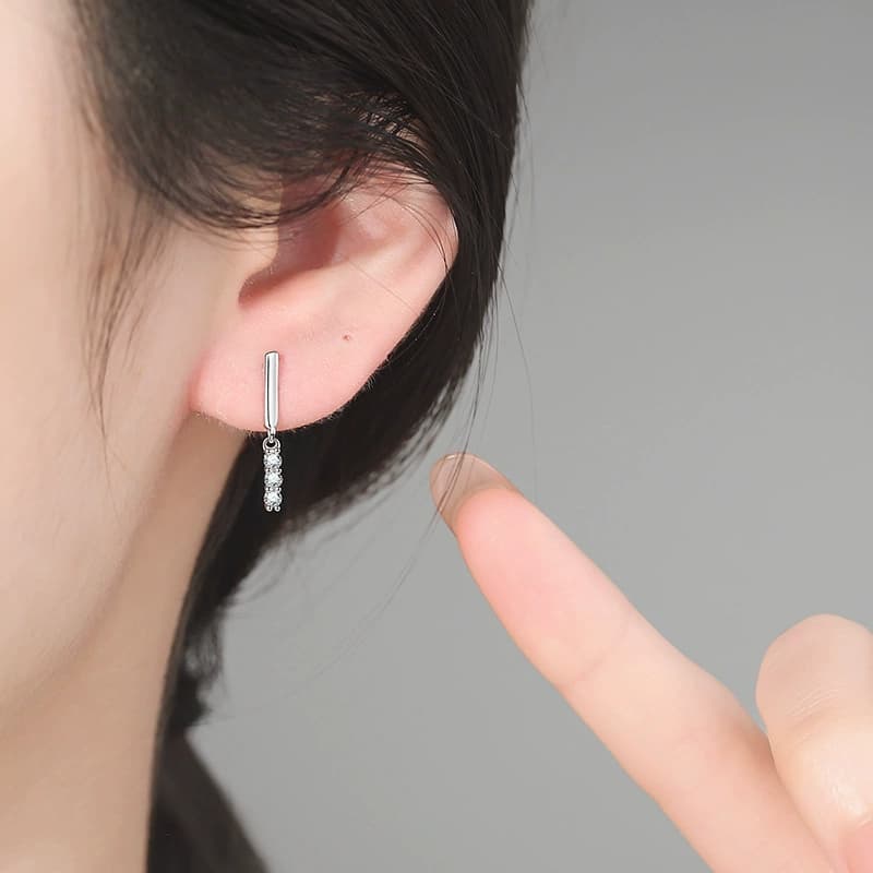 Linear Bar Drop Earrings — 925 Sterling Silver — image 2