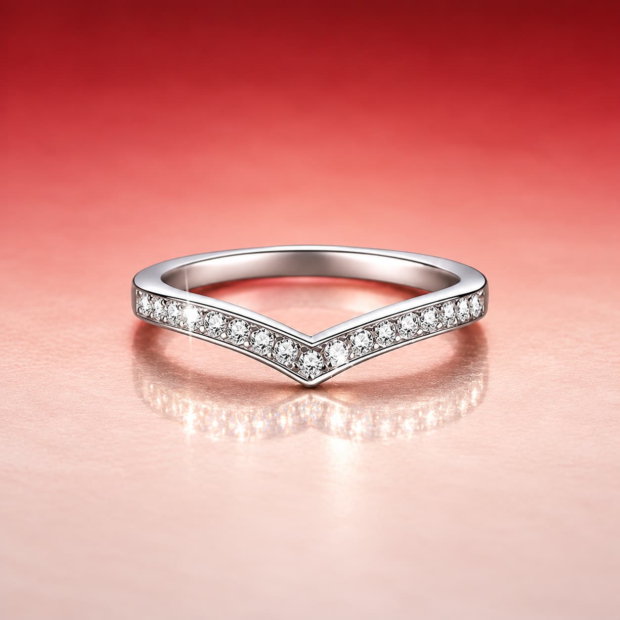 Double-V Pavé Band Ring — 925 Sterling Silver — image 1