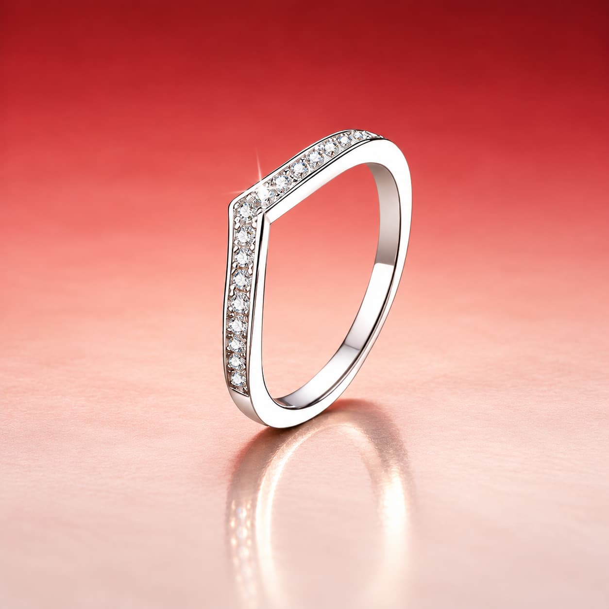 Double-V Pavé Band Ring — 925 Sterling Silver — image 3