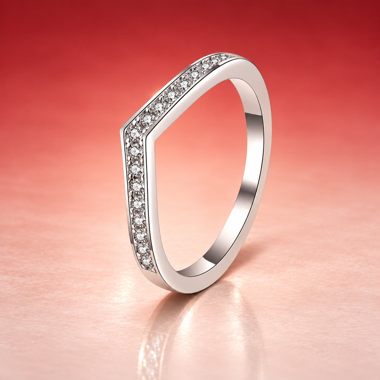 Double-V Pavé Band Ring — 925 Sterling Silver — image 4