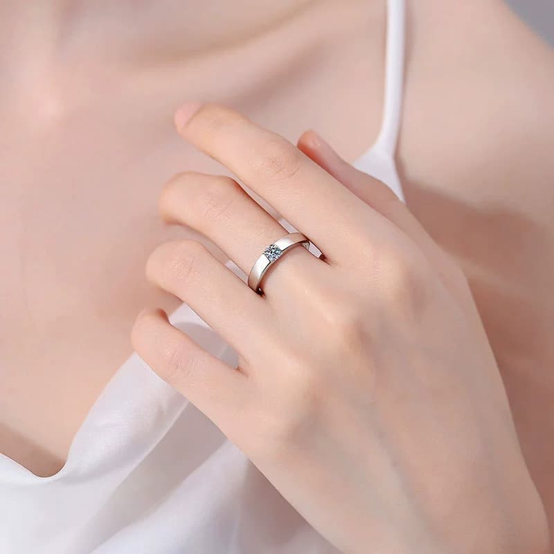 Two-Tone Couple Band Ring — 925 Sterling Silver — image 2