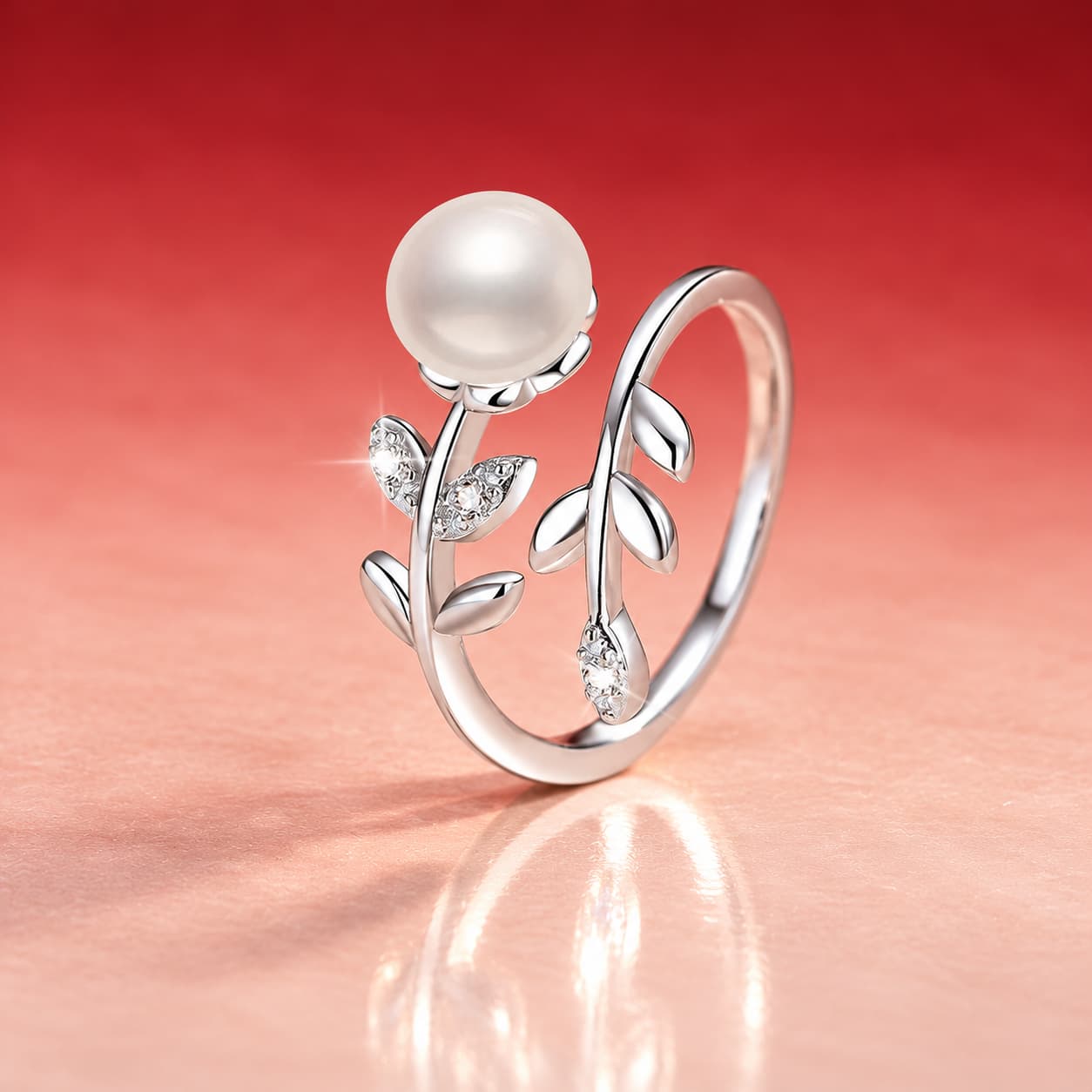 Branch-Inspired Pearl Ring — 925 Sterling Silver — image 1