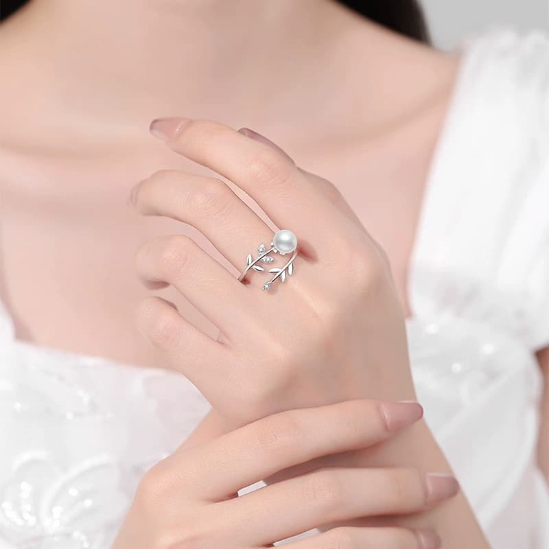 Branch-Inspired Pearl Ring — 925 Sterling Silver — image 2