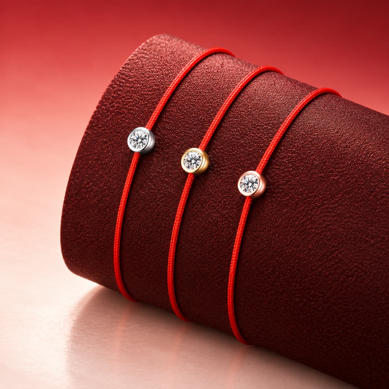 Red Cord Moissanite Bracelet — 925 Sterling Silver