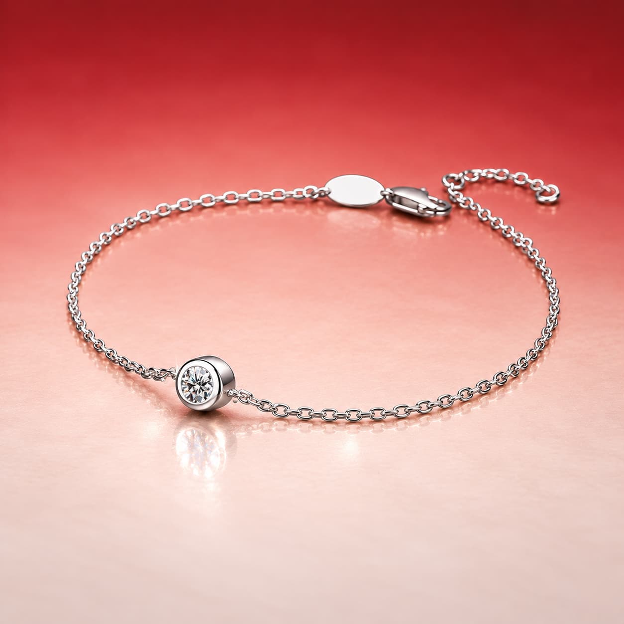 Round Accent Chain Bracelet — 925 Sterling Silver