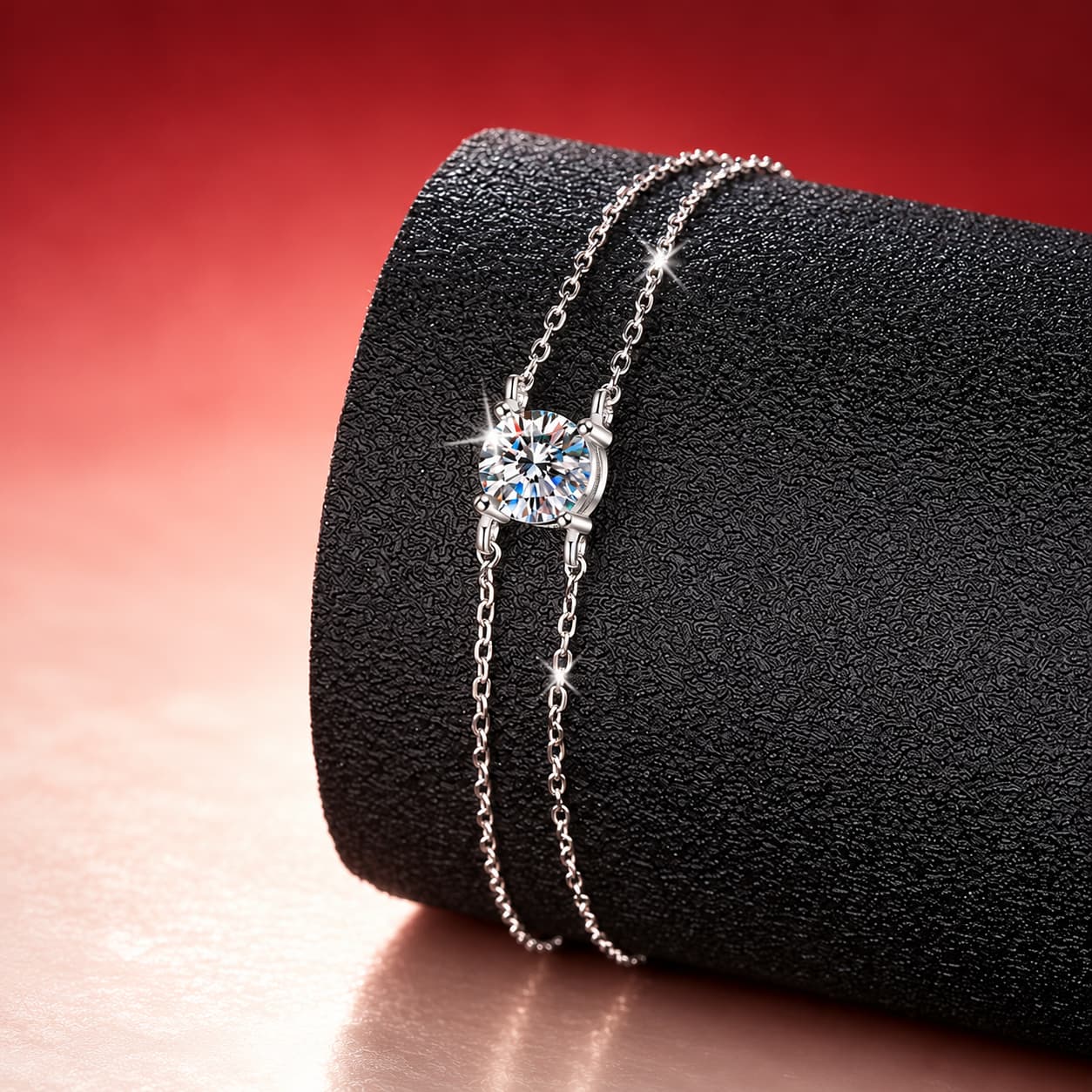 Double-Chain Solitaire Bracelet — 925 Sterling Silver