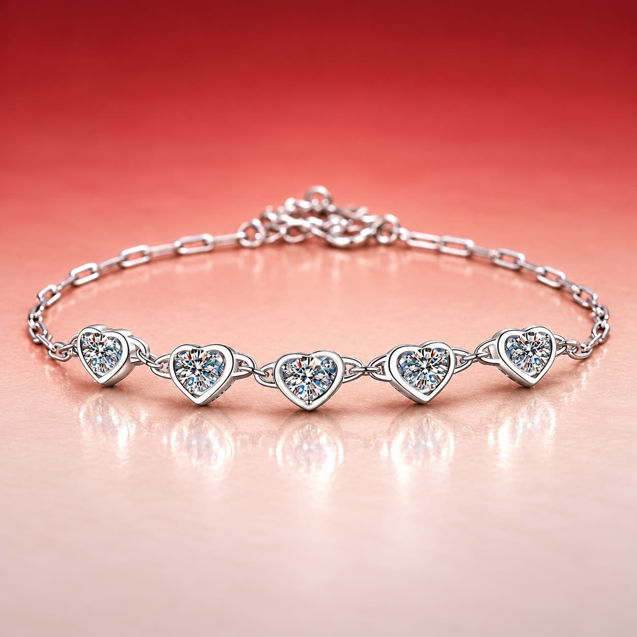 Luna Series · Linked Heart Bracelet — Sterling Silver