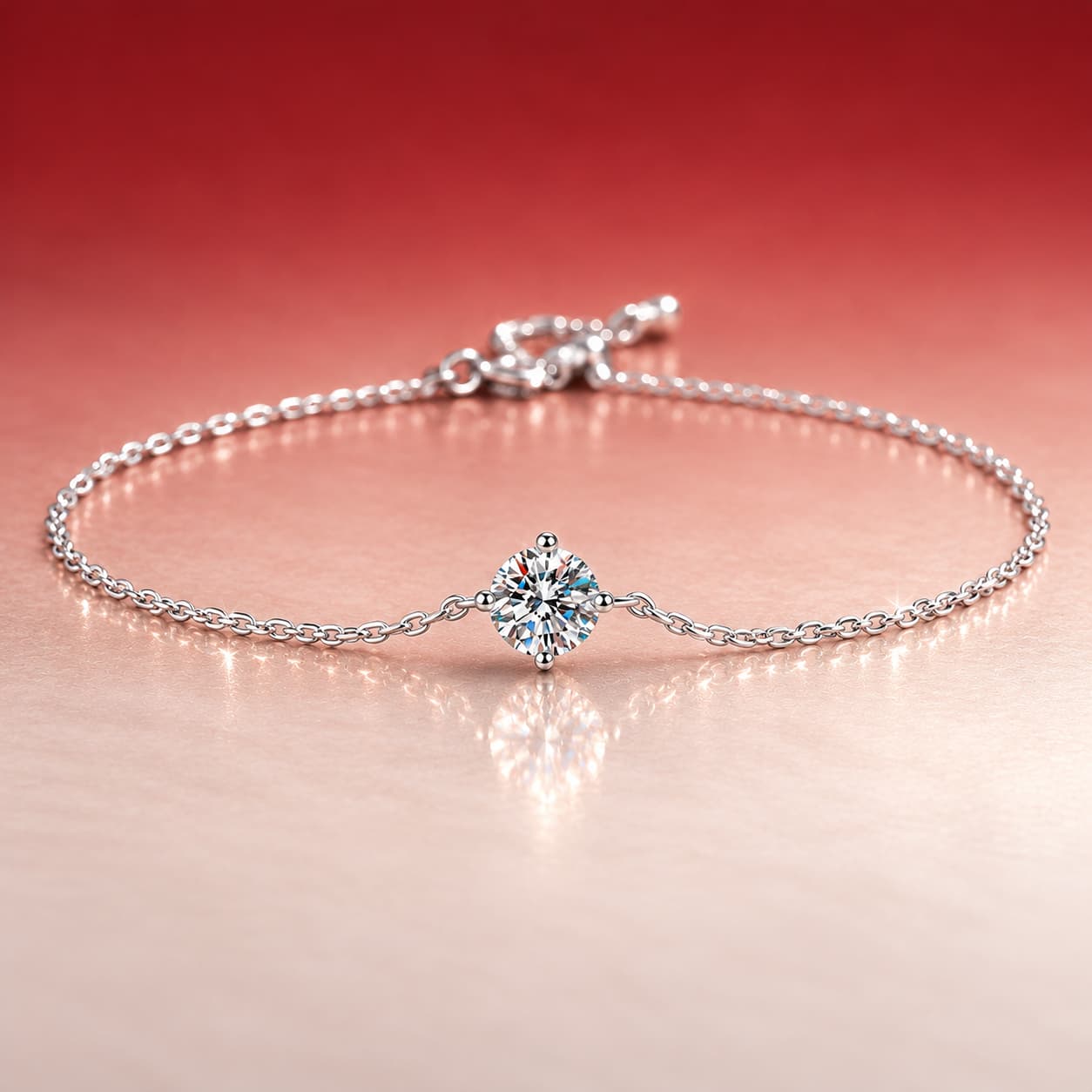 Luna Series · Four-Prong Solitaire Bracelet — Sterling Silver