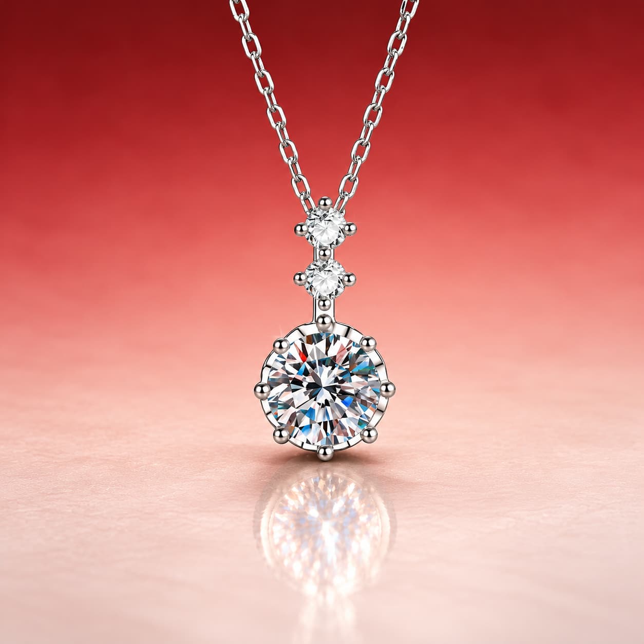 Luna Series · Classic Six-Prong Solitaire Necklace — Sterling Silver — image 1