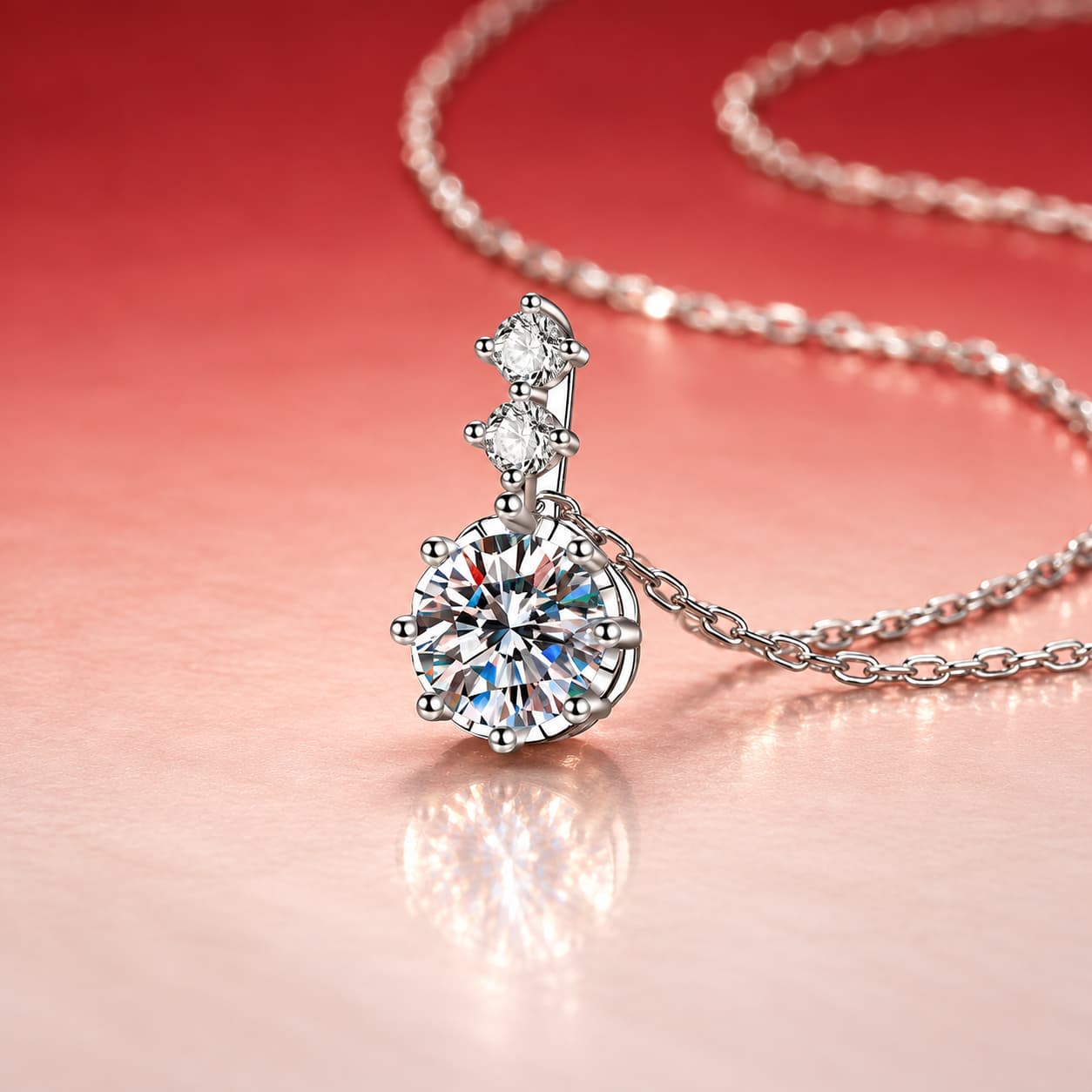 Luna Series · Classic Six-Prong Solitaire Necklace — Sterling Silver — image 3