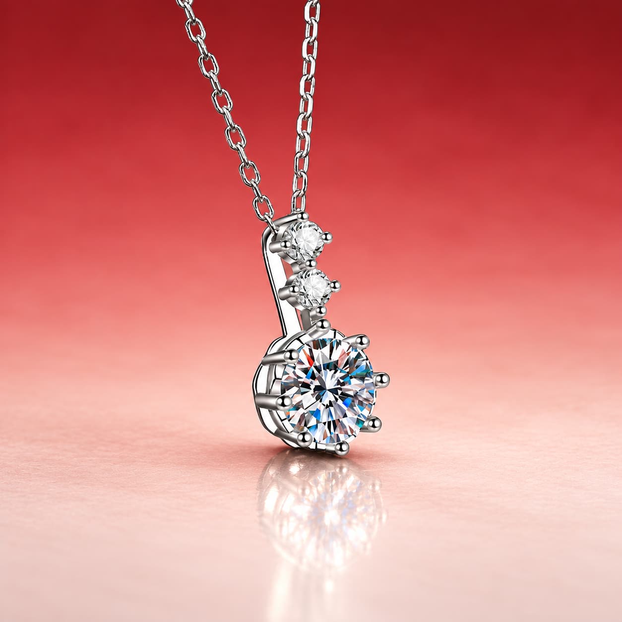 Luna Series · Classic Six-Prong Solitaire Necklace — Sterling Silver — image 4