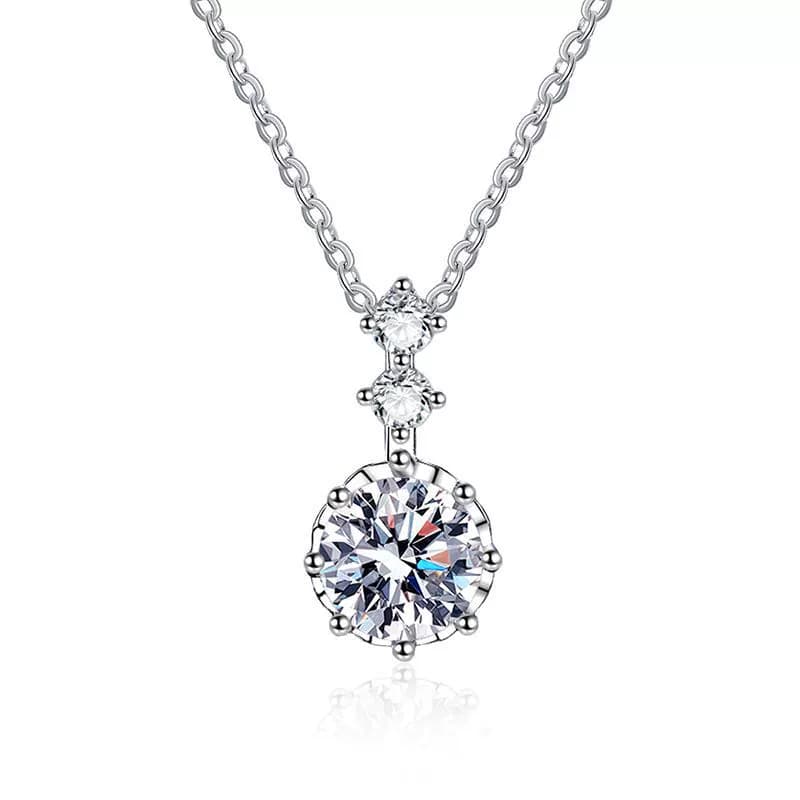 Luna Series · Classic Six-Prong Solitaire Necklace — Sterling Silver — image 2