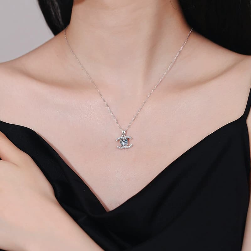 Luna Series · Interlocking Arc Pendant Necklace — Sterling Silver — image 2