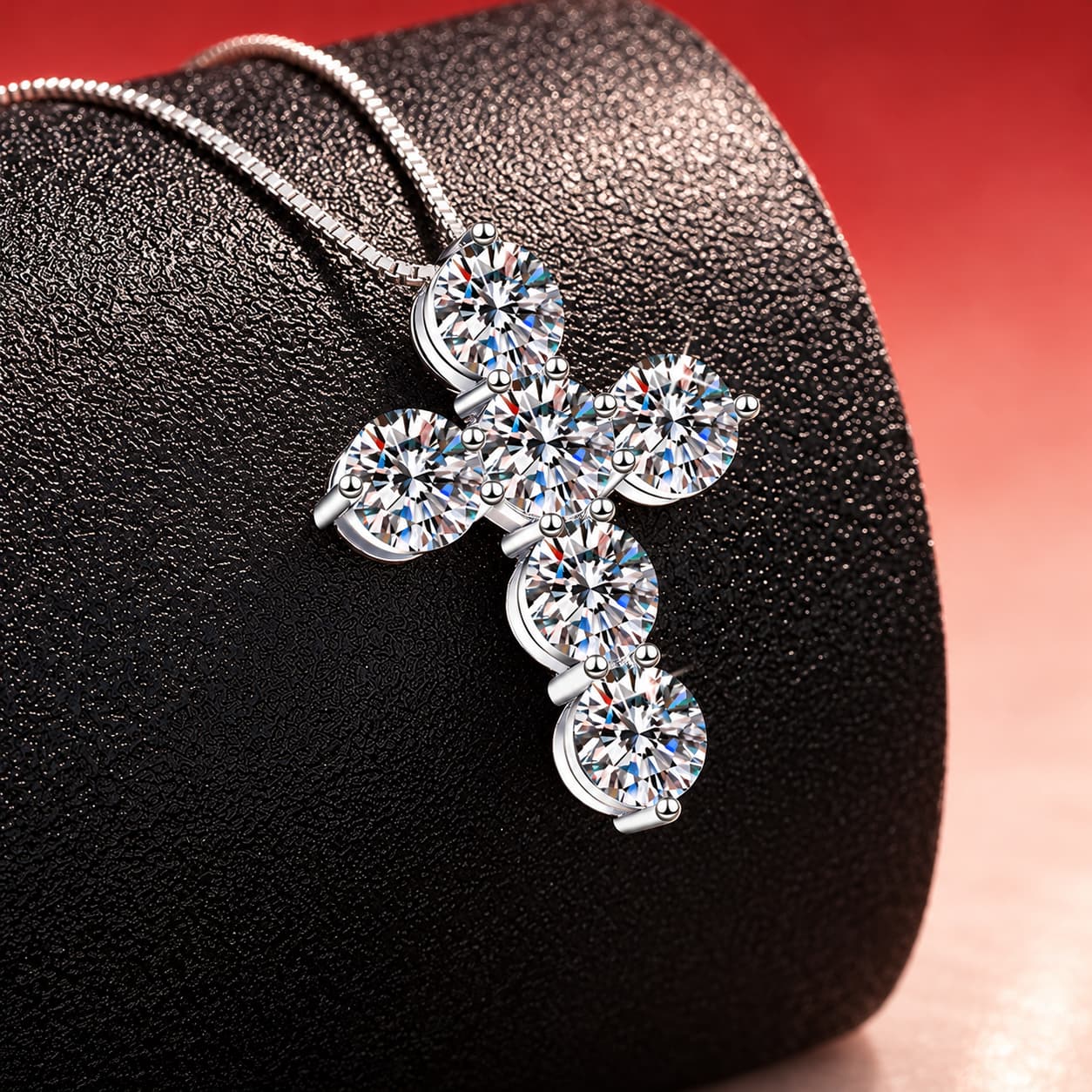Stella Series · Multi-Stone Cross Necklace — Sterling Silver — image 1