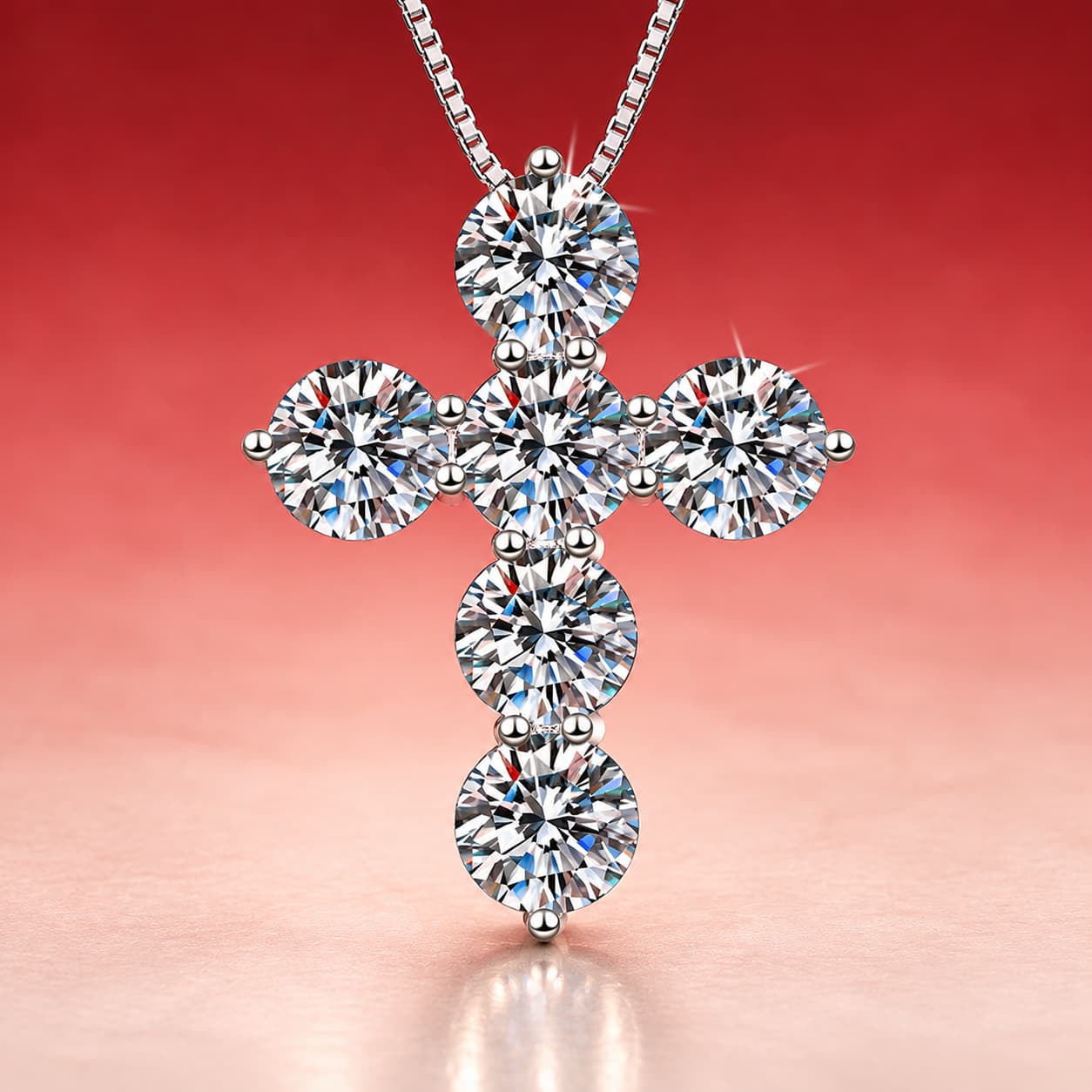 Stella Series · Multi-Stone Cross Necklace — Sterling Silver — image 3