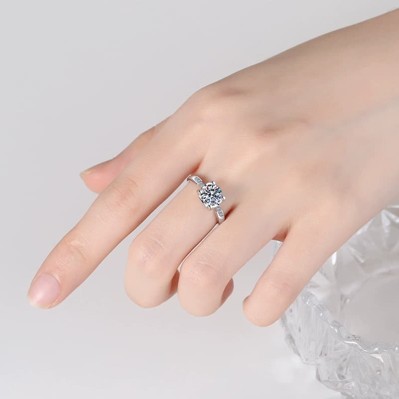 Luna Series · Tapered Three-Stone Ring — 925 Sterling Silver — image 2