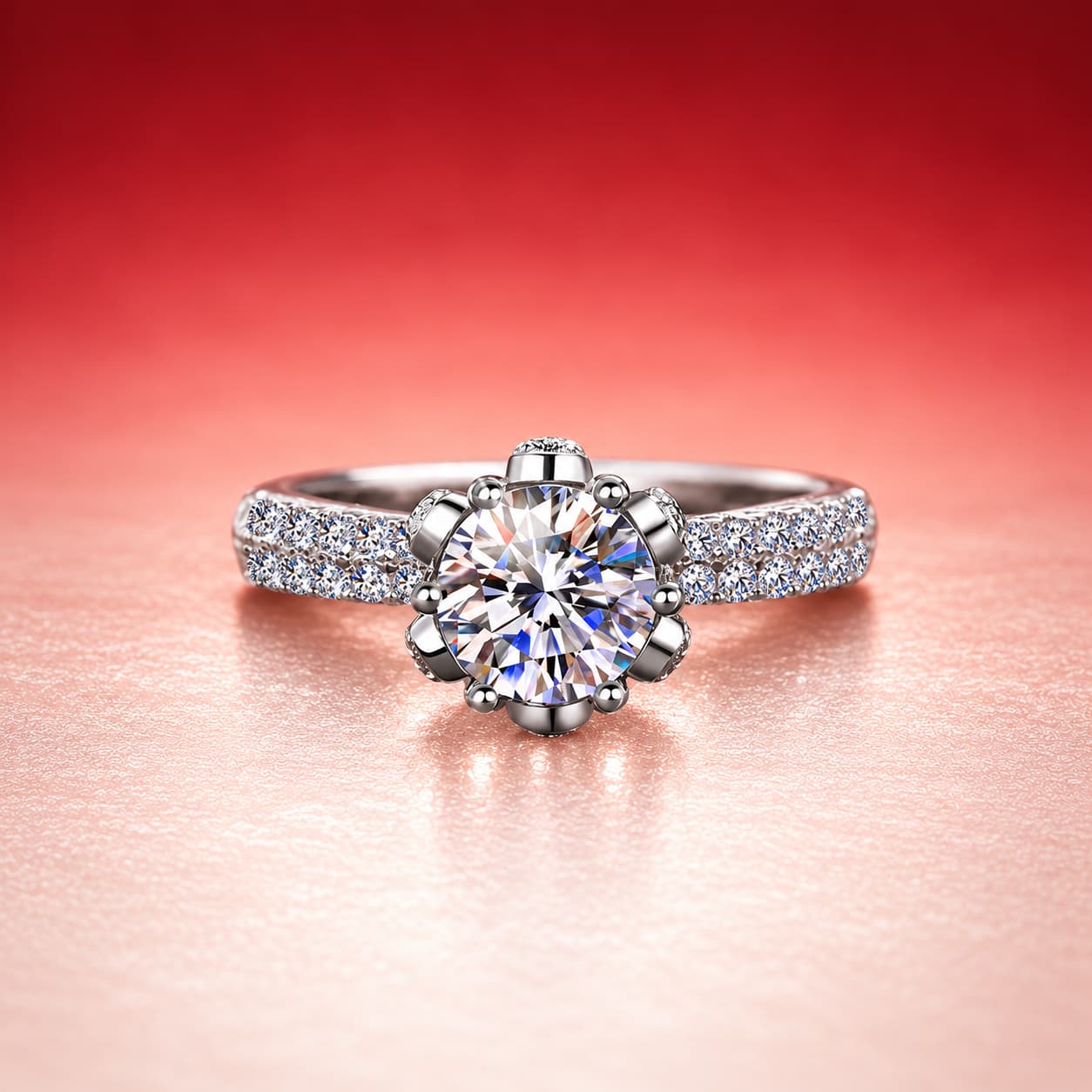 Luna Series · Floral Halo Pavé Ring — 925 Sterling Silver — image 1