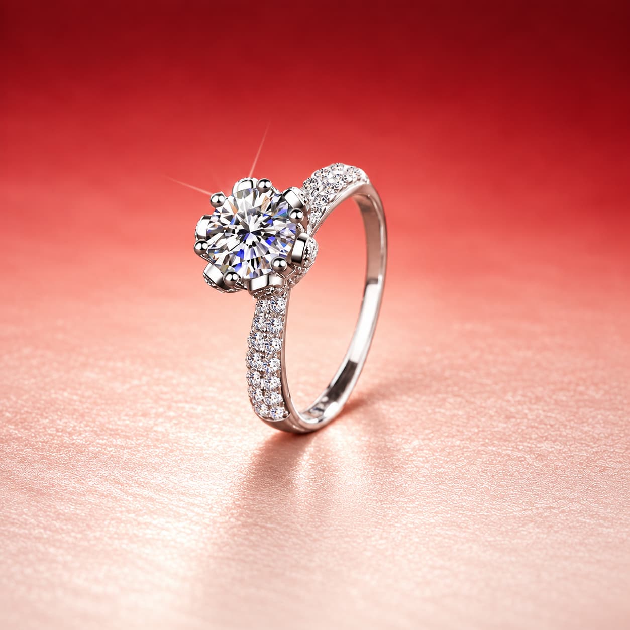 Luna Series · Floral Halo Pavé Ring — 925 Sterling Silver — image 3