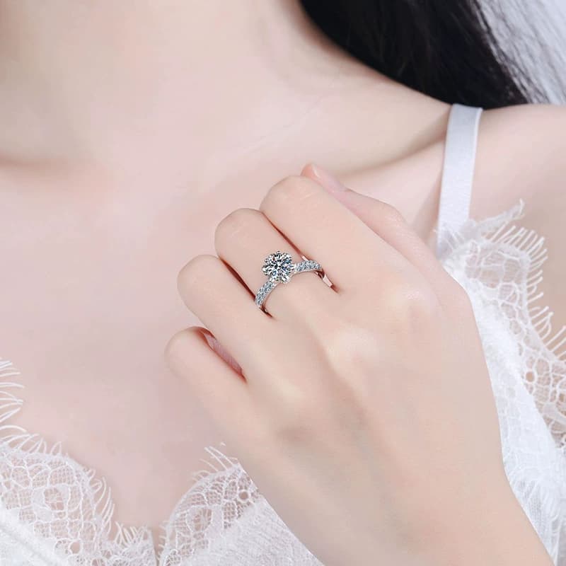 Luna Series · Floral Halo Pavé Ring — 925 Sterling Silver — image 2