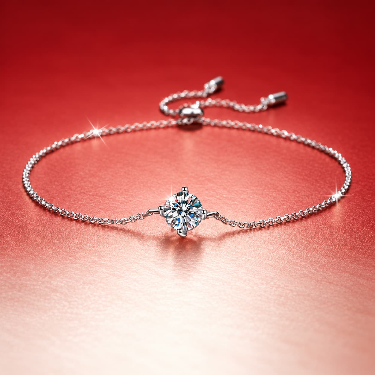 Luna Series · Adjustable Solitaire Chain Bracelet — 925 Sterling Silver
