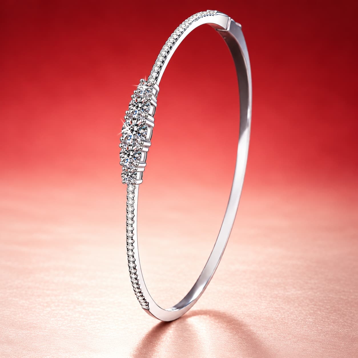 Luna Series · Pavé Bangle Bracelet — 925 Sterling Silver