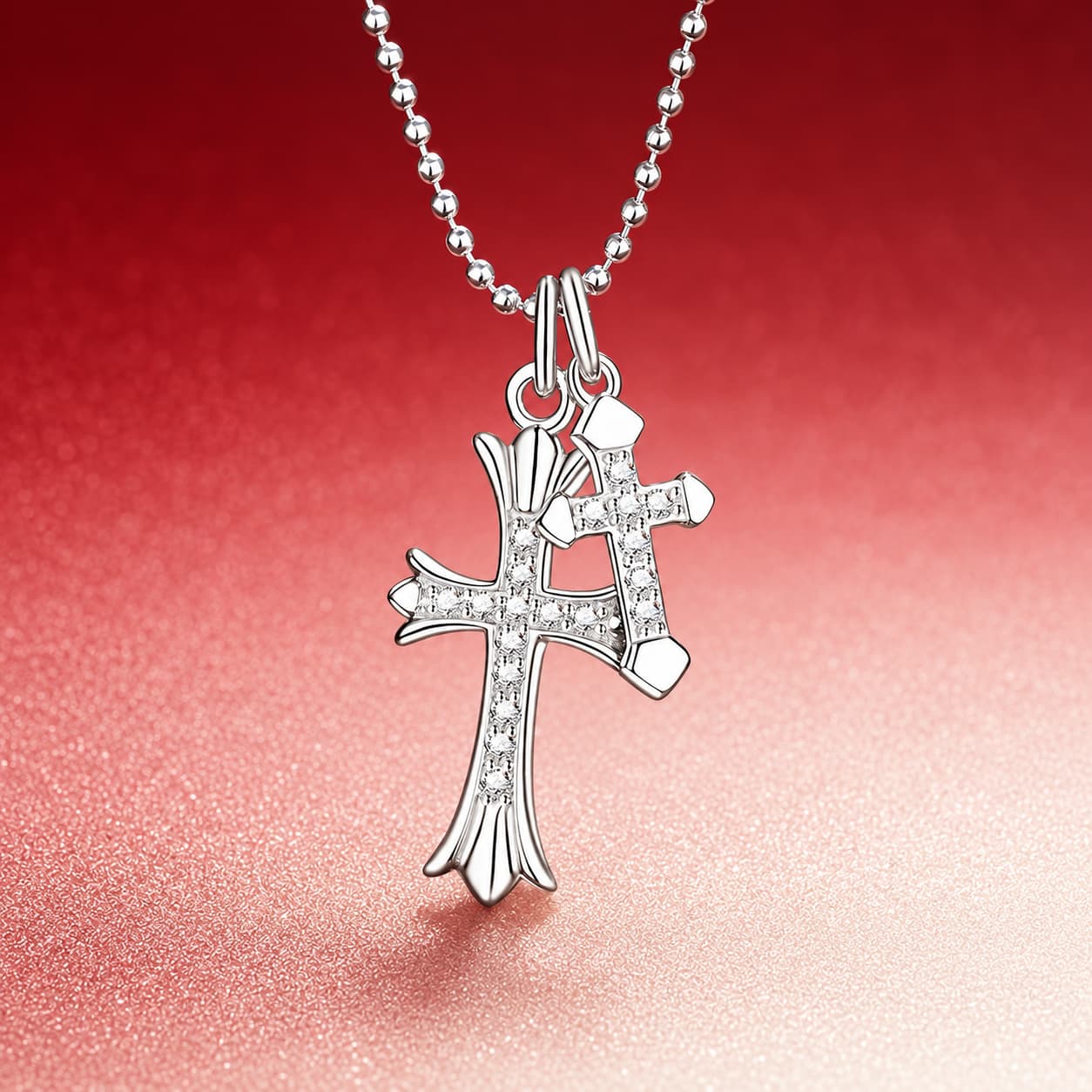 Stella Series · Double Cross Pendant Necklace — Sterling Silver — image 1