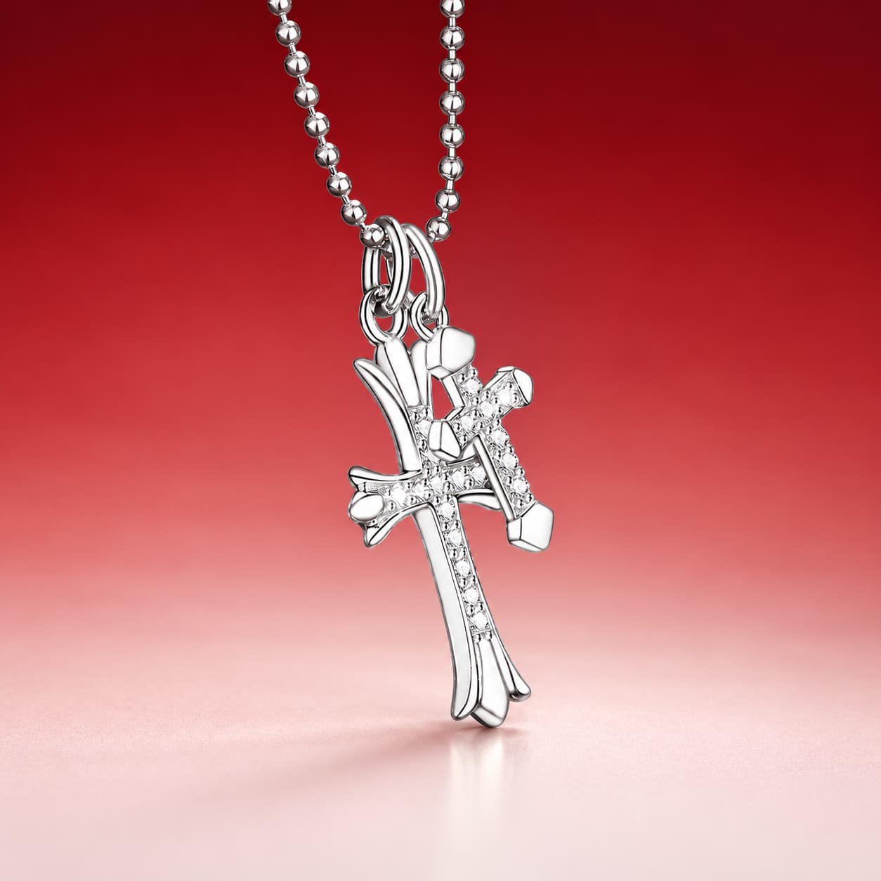 Stella Series · Double Cross Pendant Necklace — Sterling Silver — image 3