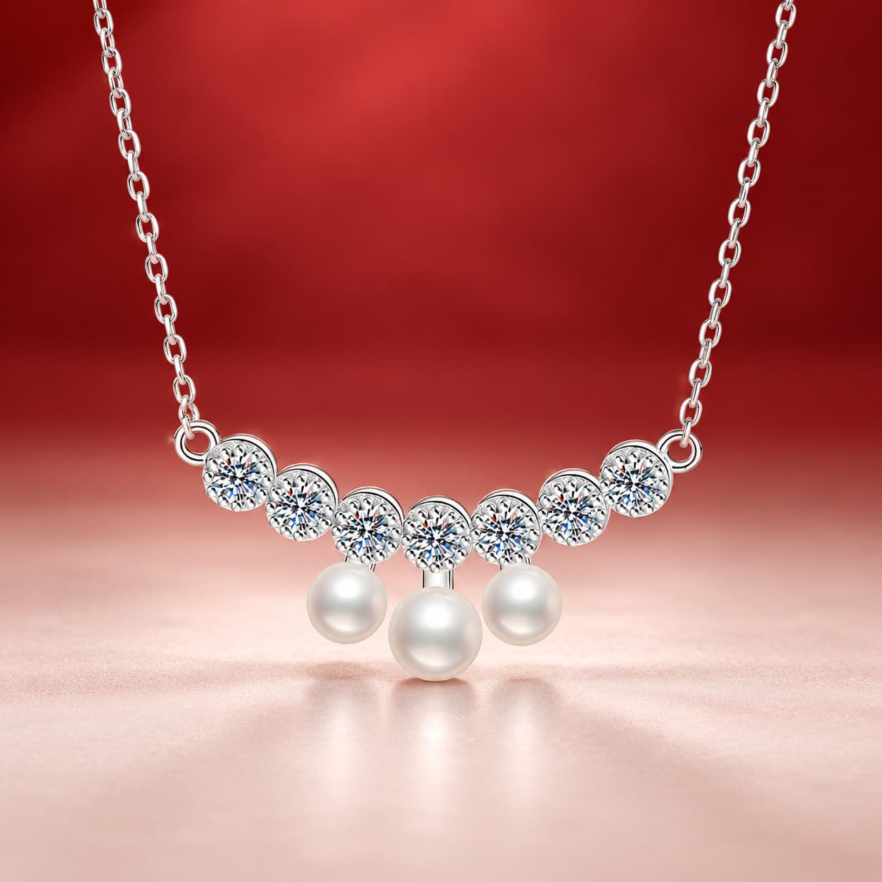 Luna Series · Pearl Smile Pendant Necklace — Sterling Silver — image 1