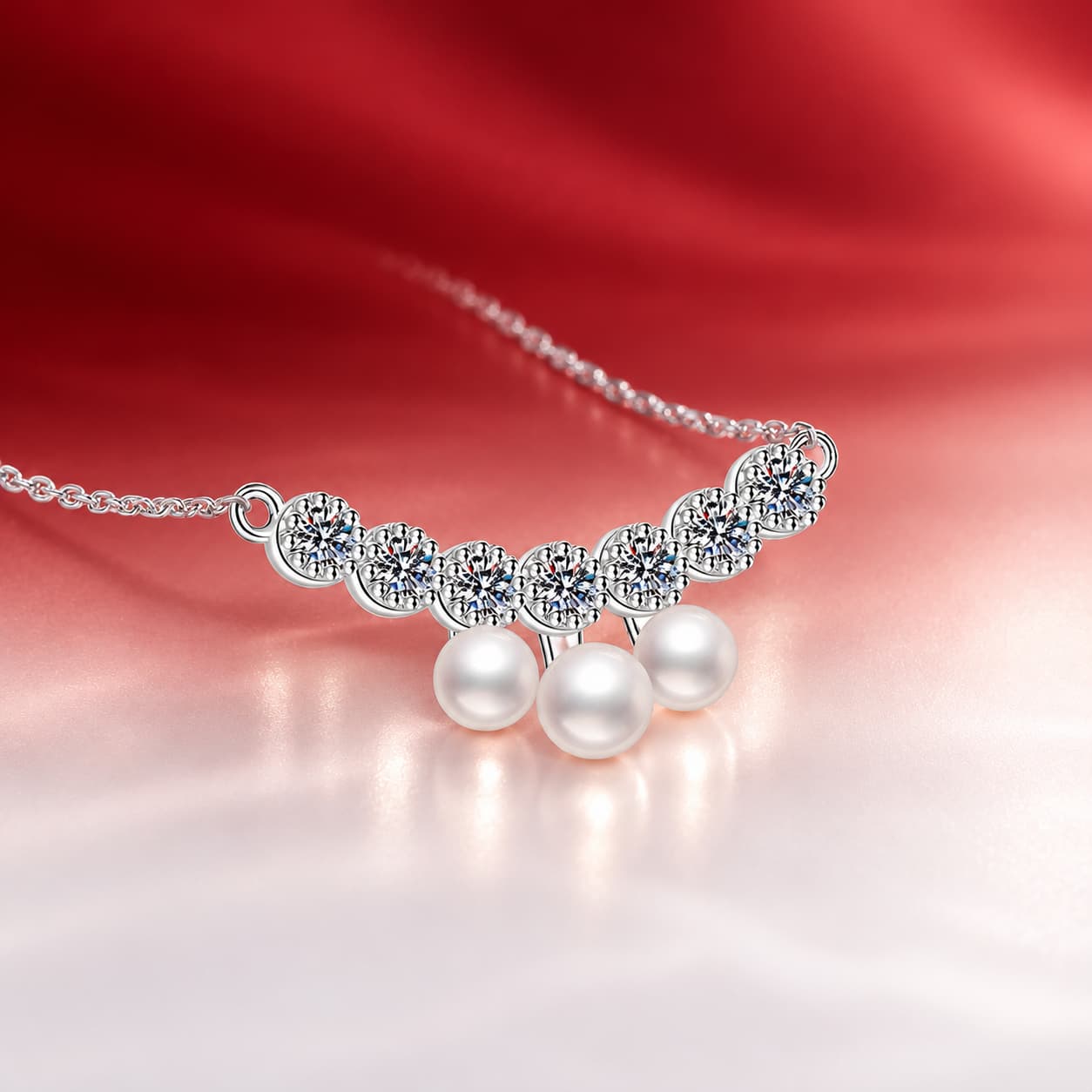 Luna Series · Pearl Smile Pendant Necklace — Sterling Silver — image 3