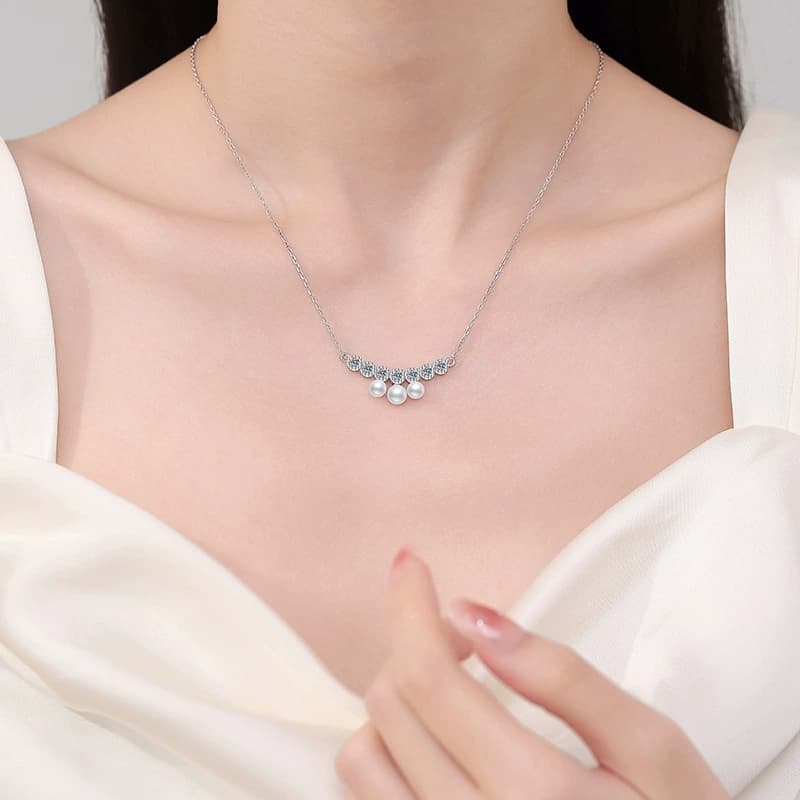 Luna Series · Pearl Smile Pendant Necklace — Sterling Silver — image 2