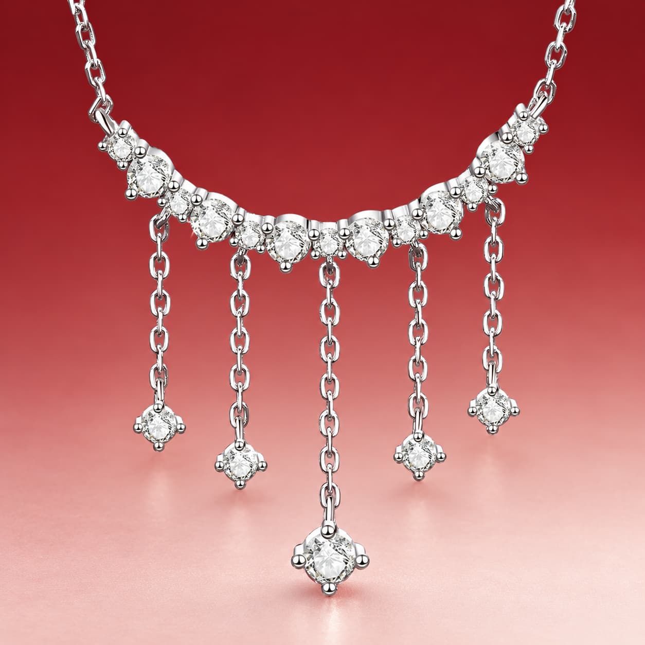 Luna Series · Fringe Smile Pendant Necklace — Sterling Silver — image 1