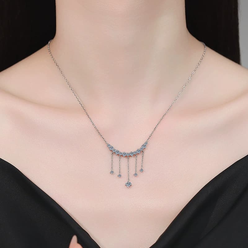 Luna Series · Fringe Smile Pendant Necklace — Sterling Silver — image 2