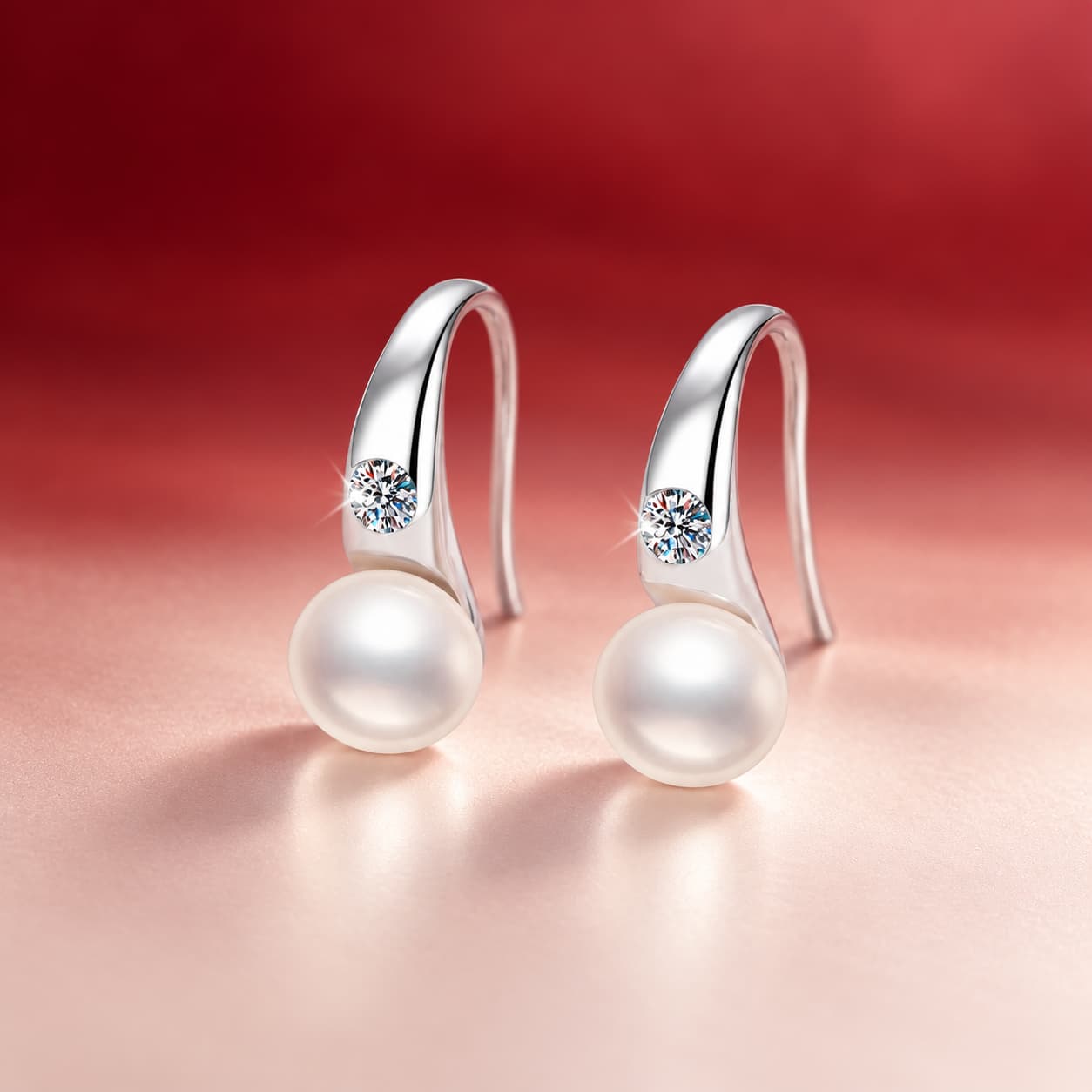 Luna Series · Pearl Drop Huggie Earrings — 925 Sterling Silver — image 1