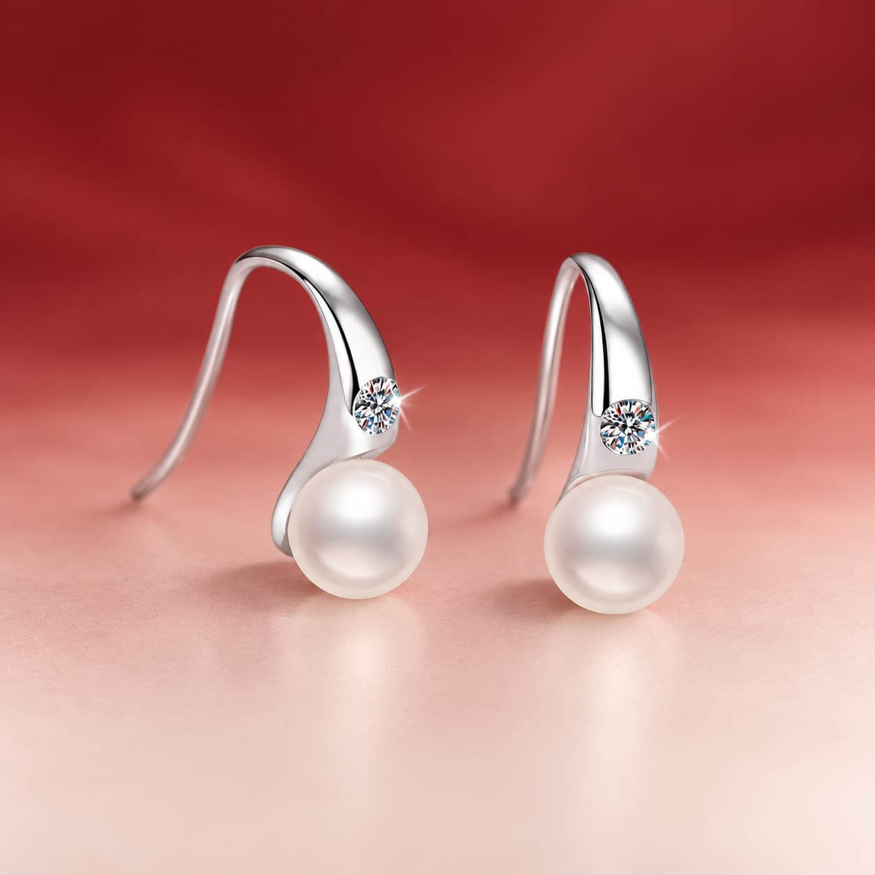 Luna Series · Pearl Drop Huggie Earrings — 925 Sterling Silver — image 3