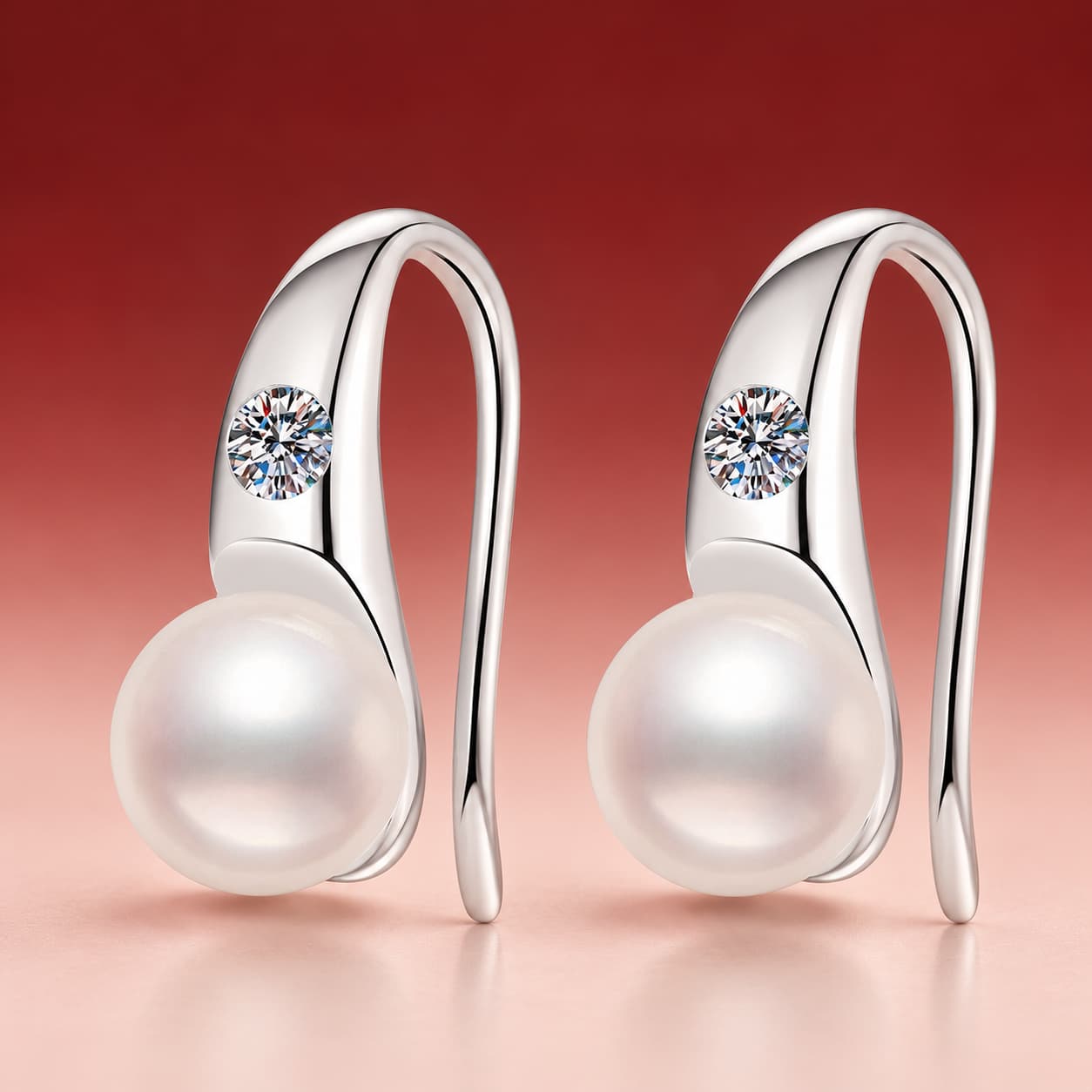 Luna Series · Pearl Drop Huggie Earrings — 925 Sterling Silver — image 4