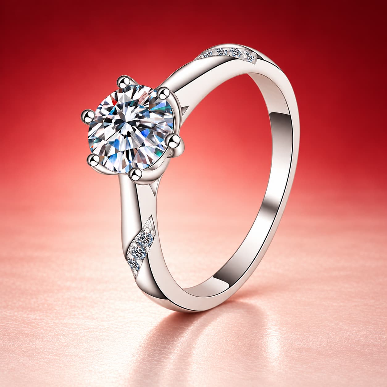 Luna Series · Six-Prong Solitaire Ring — 925 Sterling Silver — image 1