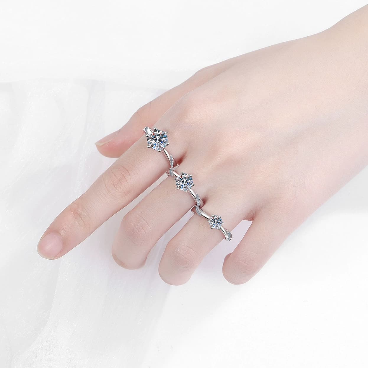 Luna Series · Six-Prong Solitaire Ring — 925 Sterling Silver — image 2