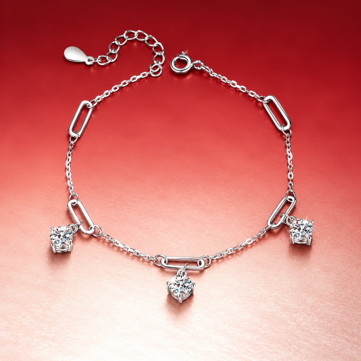 Luna Series · Stone-Accent Link Bracelet — 925 Sterling Silver