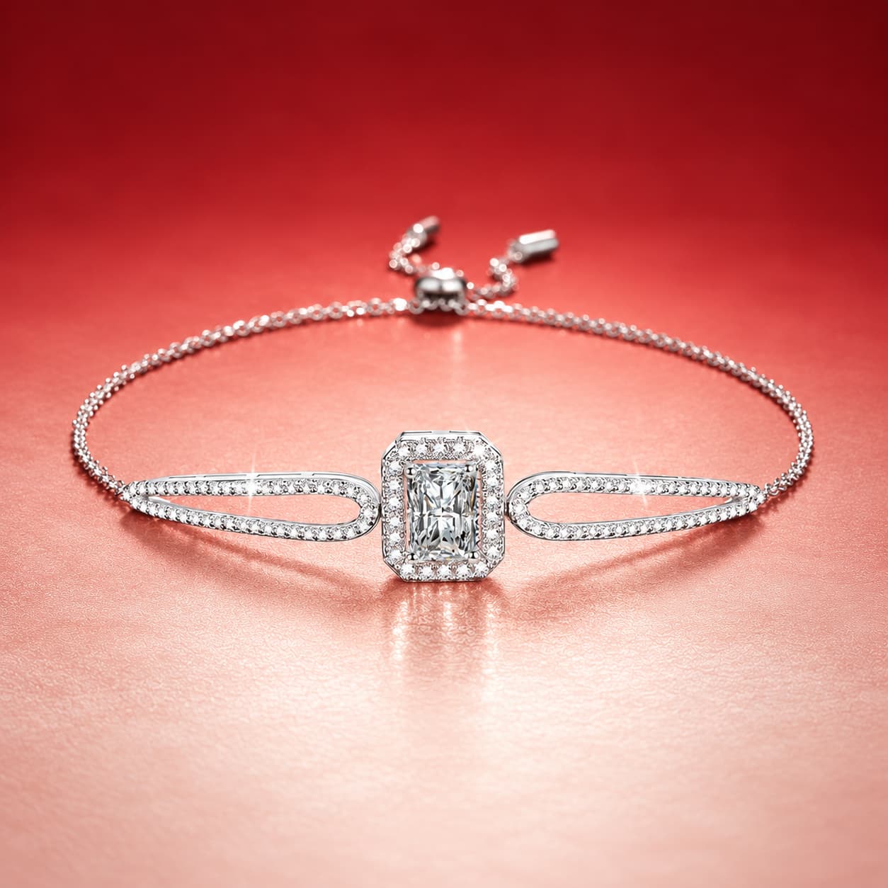 Luna Series · Open Cuff Centre-Stone Bracelet — Sterling Silver